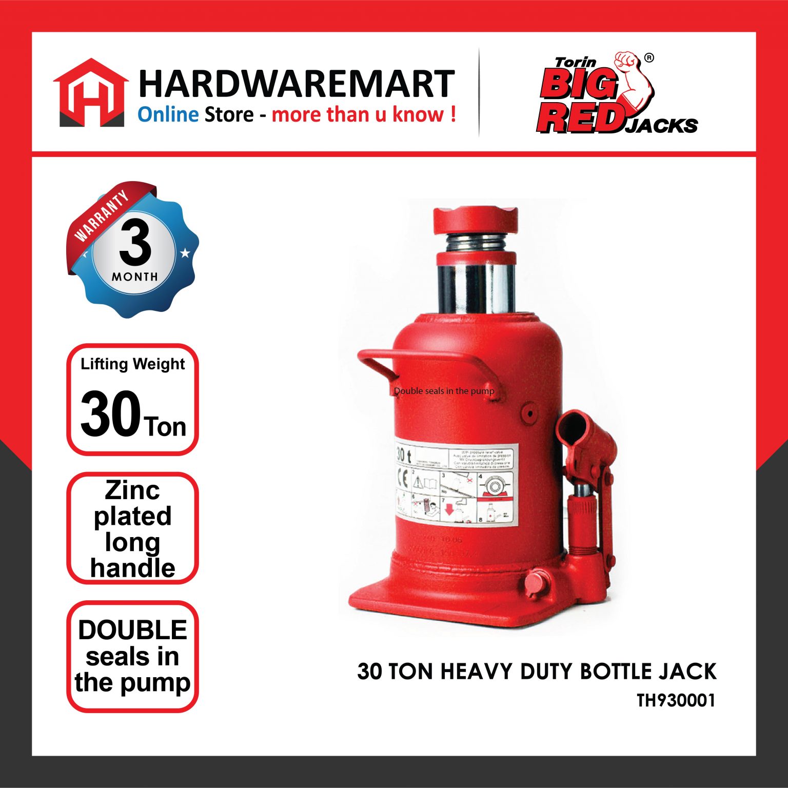 Bigred Ton Heavy Duty Hydraulic Bottle Jack Hardwaremart