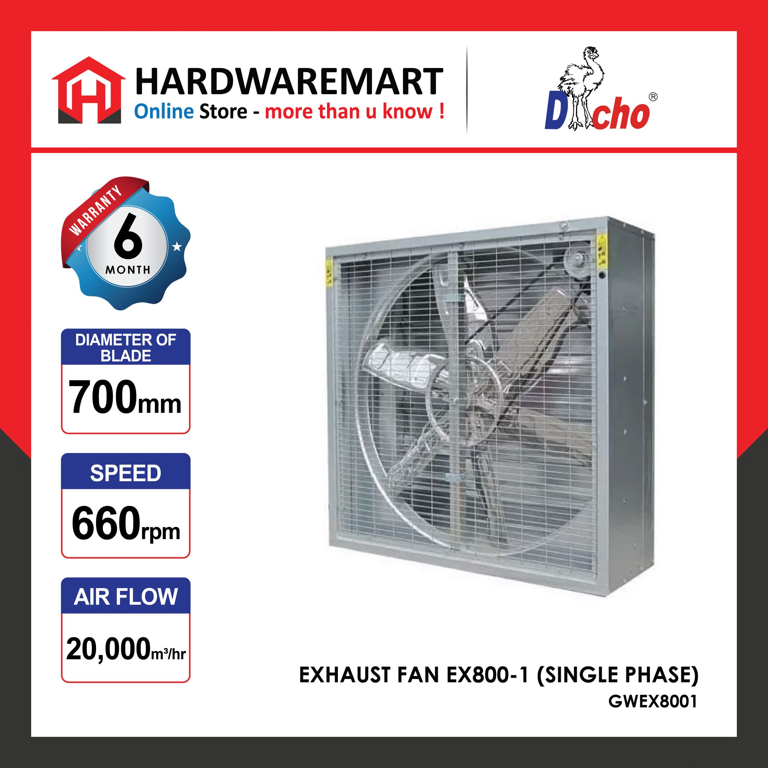 Exhaust Fan Ex800 1 Single Phase Hardwaremart