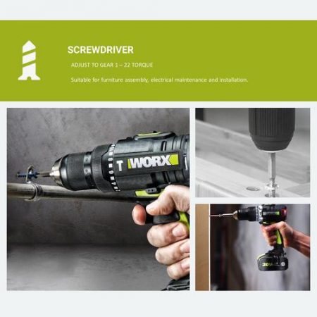 WORX Professional Tool WU189.3 20V 4.0Ah Max Lithium-Ion Cordless Brushless Impact Drill