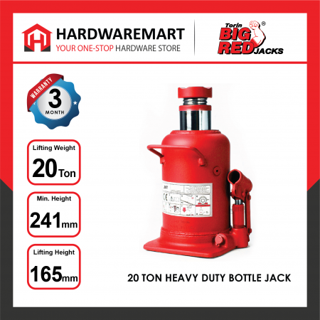 BIGRED 20 TON Heavy Duty Hydraulic Bottle Jack Lifting Stand Emergency Vehicle Tool/Jek Hidraulik Kereta