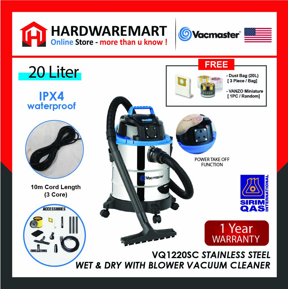 [SIRIM] VACMASTER 20L STAINLESS STEEL WET/DRY Multi-purpose VACUUM ...